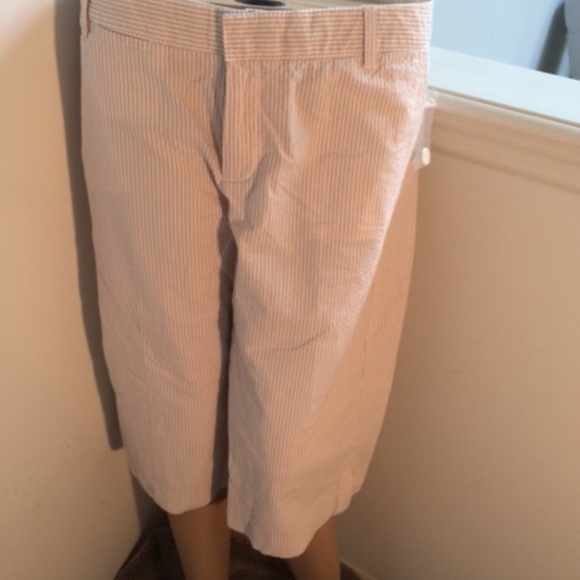 GAP Seersucker Cropped Pant Straight Cut 12 🦋 - Picture 2 of 4
